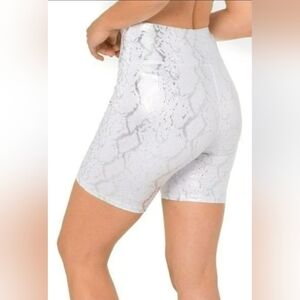Corio Snakeskin White Biker Shorts